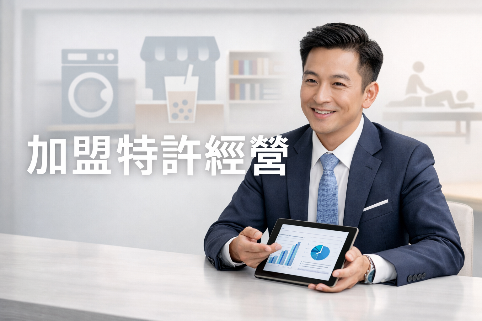 一次掌握自助洗衣、手搖飲、教育中心、按摩養生等多品牌加盟機會，由專業團隊提供一站式支援。